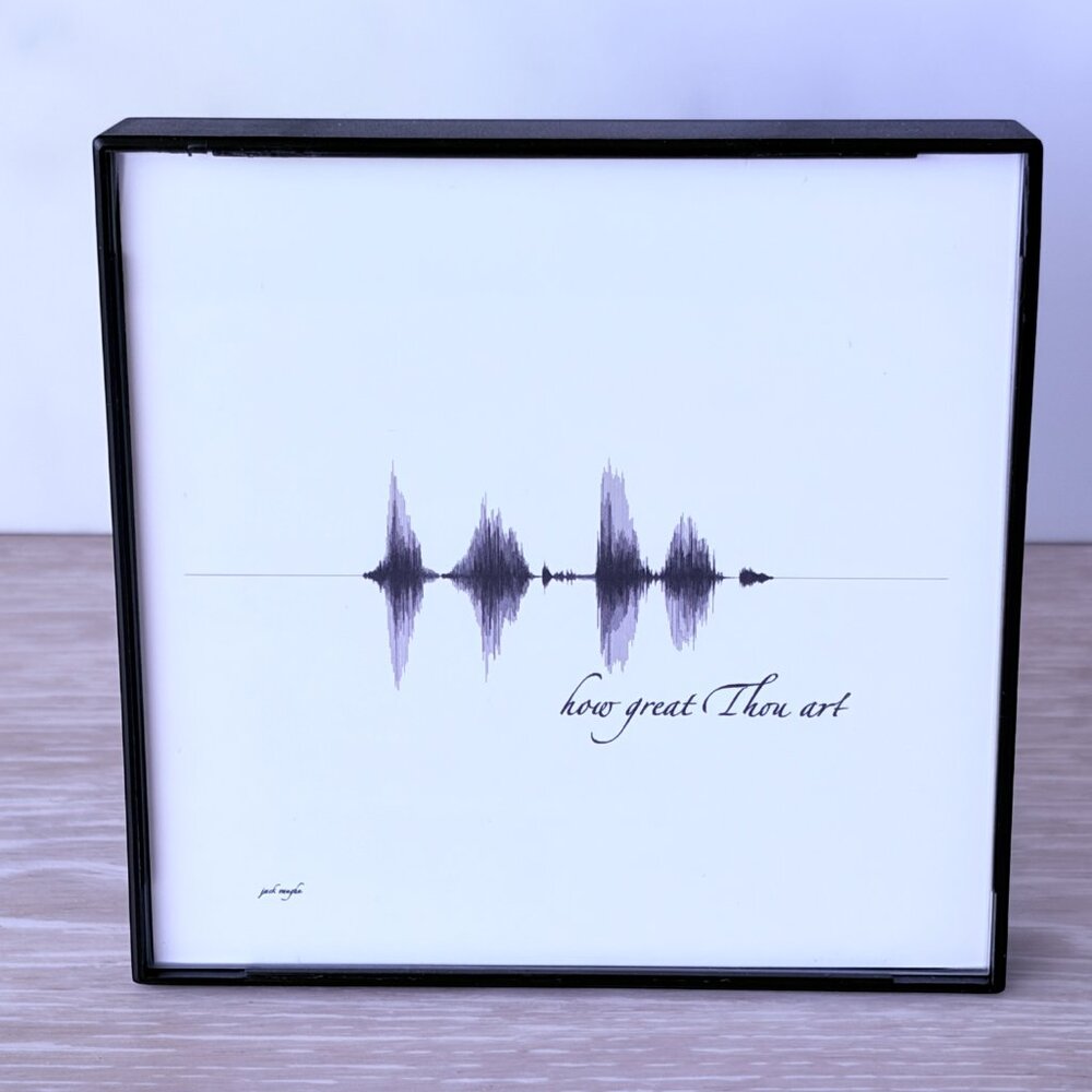 NEW How Great Thou Art Soundwave Framed Wall Art 4x4in Black White Christian